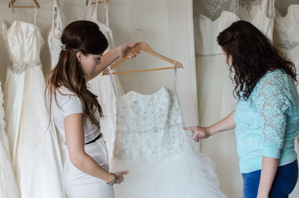 lady looking for a wedding dress