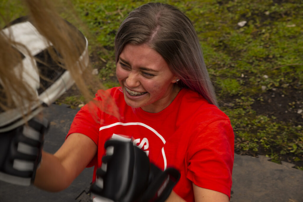 girl with boxing gloves on