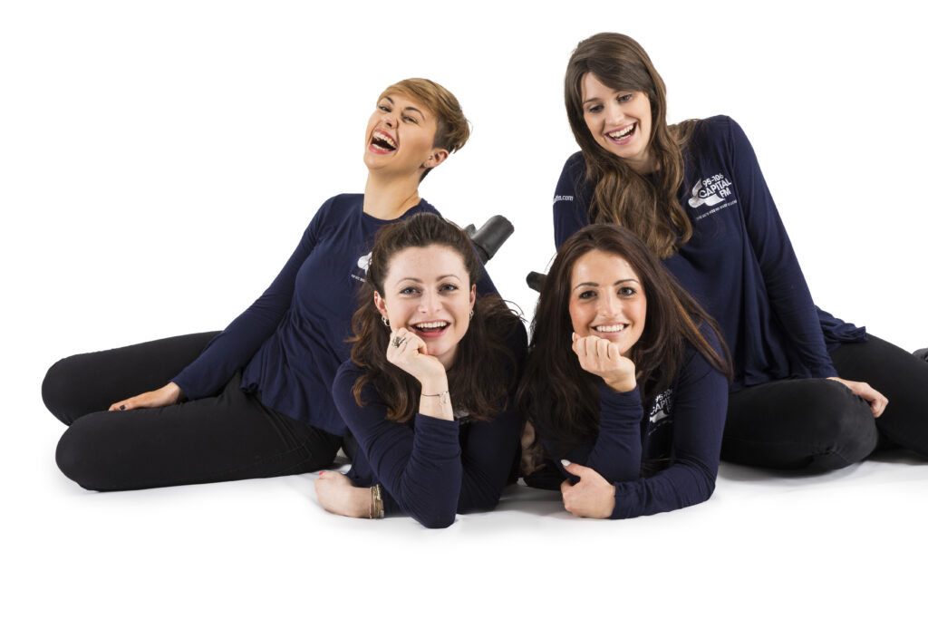 Capital FM street stars lying on the floor laughing