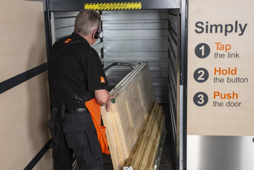 man in b&q using a smart locker