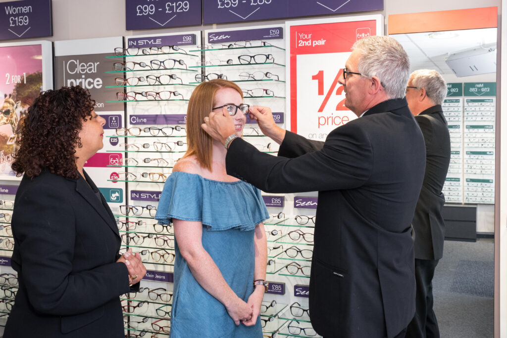 vision express trying on glasses